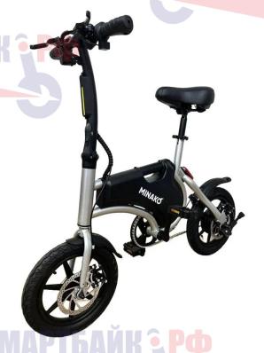 Электровелосипед Minako Smart, серый, с ёмкостью аккумулятора 8AH