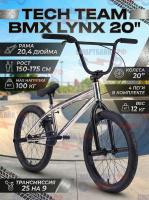 Велосипед подростковый двухколесный трюковой Tech Team BMX Lynx 20", хром
