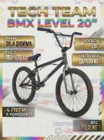 Велосипед подростковый двухколесный трюковой Tech Team BMX Level 20", хром