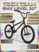 Велосипед подростковый двухколесный трюковой Tech Team BMX Level 20", бензин