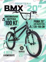 Велосипед подростковый двухколесный трюковой Tech Team BMX Fox 20" бирюзовый