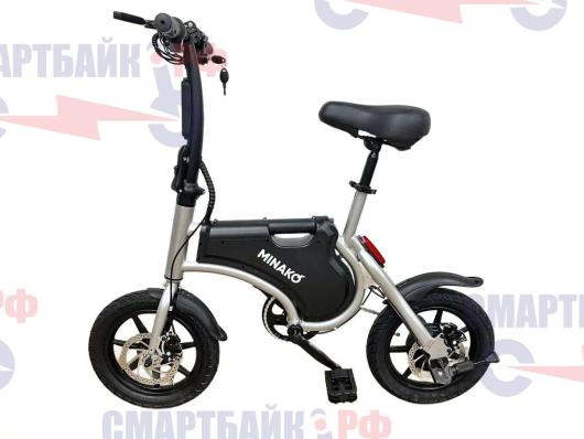 Электровелосипед Minako Smart, серый, с ёмкостью аккумулятора 10AH